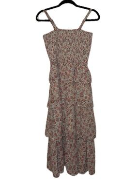 Floral Pink/Red Tiered Maxi Dress